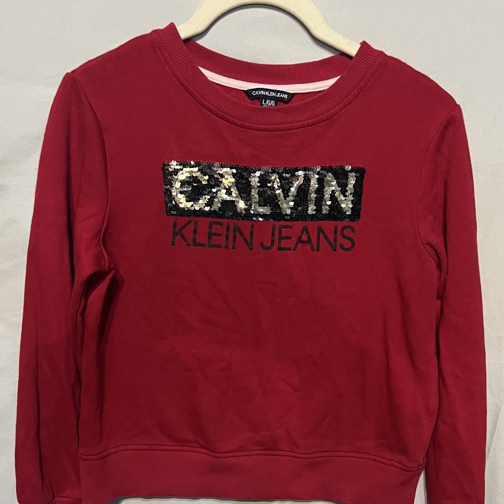 Calvin Klein Red Sequin Logo Sweatshirt